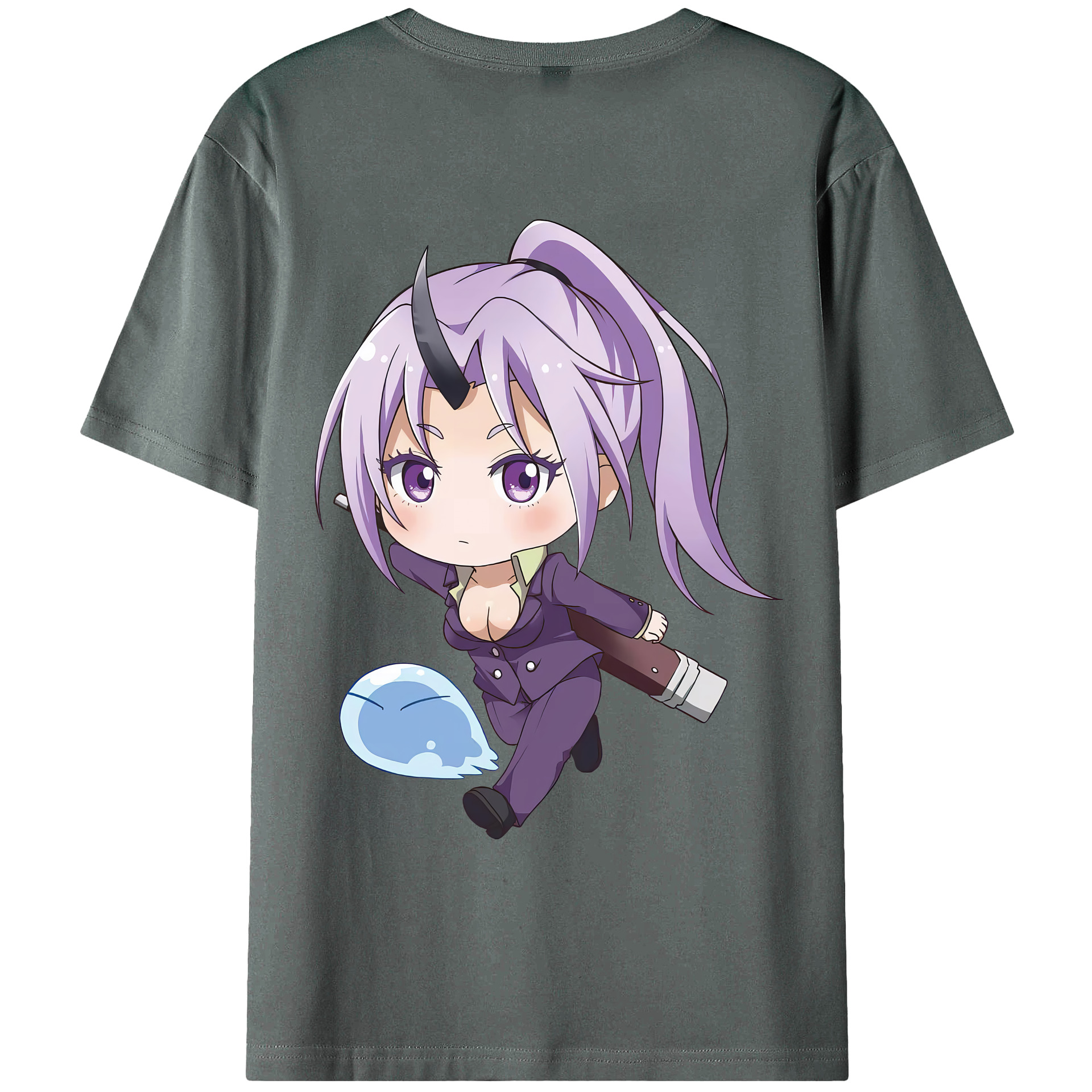 （画像用） 転スラ Regarding Reincarnated to Slime 綿100％ メンズ半袖Tシャツ（バックプリント） 通気性